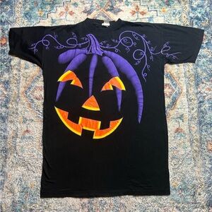 Vintage Pumpkin Halloween Big Print T-shirt Size XXL
